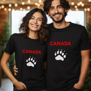Camiseta Color de Huella de Pata de Pie de Animal de Canadá