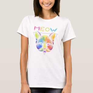 Camiseta Color de la cabeza del gato LineART