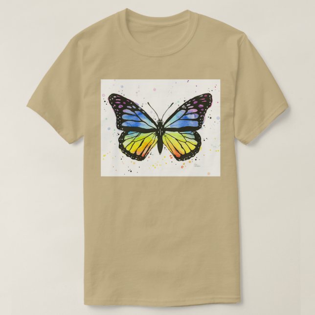 Camiseta Color de la mariposa arcoiris (Diseño del anverso)