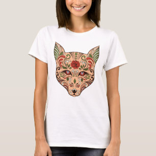 Camiseta Color de malva del moreno de la cabeza del lobo