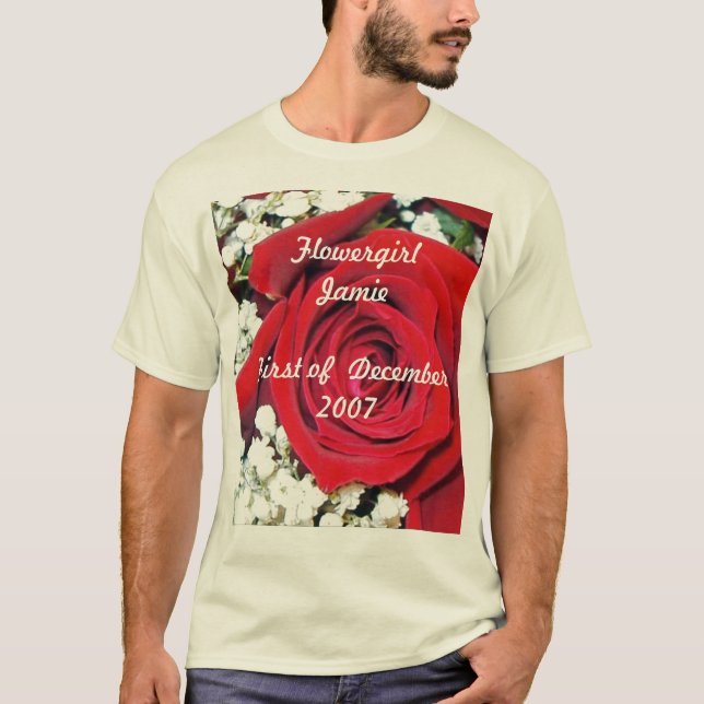 Camiseta color de rosa, Flowergirl JaimeFirst de diciembre (Anverso)
