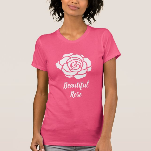Camiseta color de rosa hermosa blanca (Anverso)