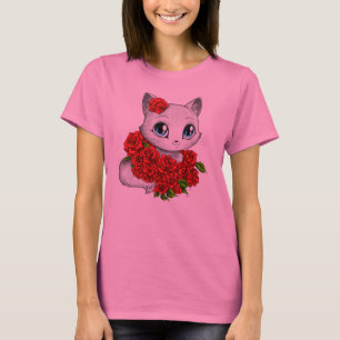 Camiseta color de rosa romántica del teñido