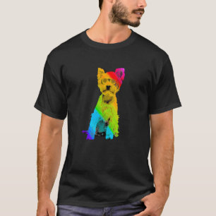 Camiseta Color del arcoiris Yorkshire Terrier con gafas de 