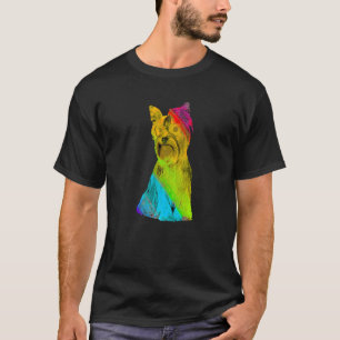 Camiseta Color del arcoiris Yorkshire Terrier con gafas de 