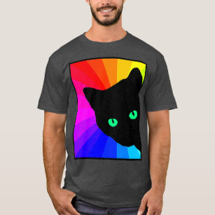 Camiseta Color del gato negro Prisma Green Eye Cat Lover