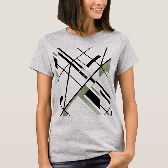 Camiseta Color Olive Crisscross Lines Geometría MCM (Anverso)
