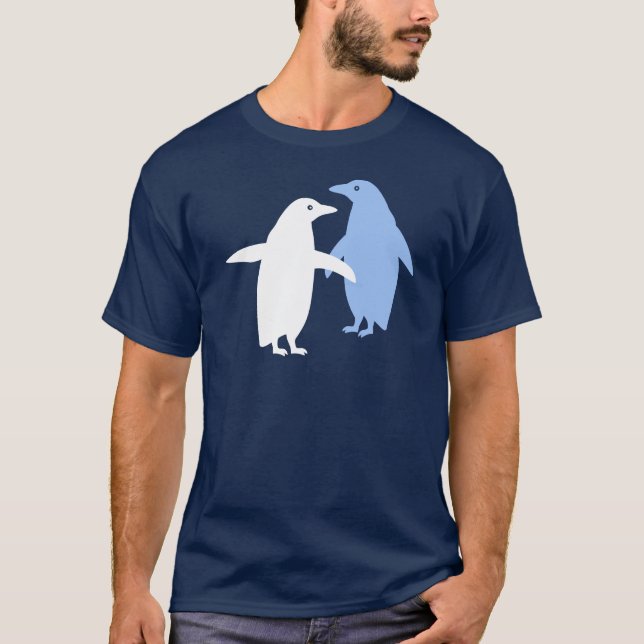 Camiseta color Personalizado de dos pingüinos (Anverso)