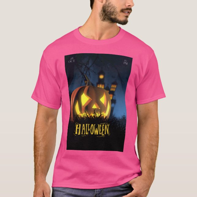 Camiseta color rosa de Halloween (Anverso)