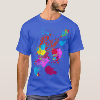 Camiseta Color Splash Playing Rock Guitar Guitarist Band Ro