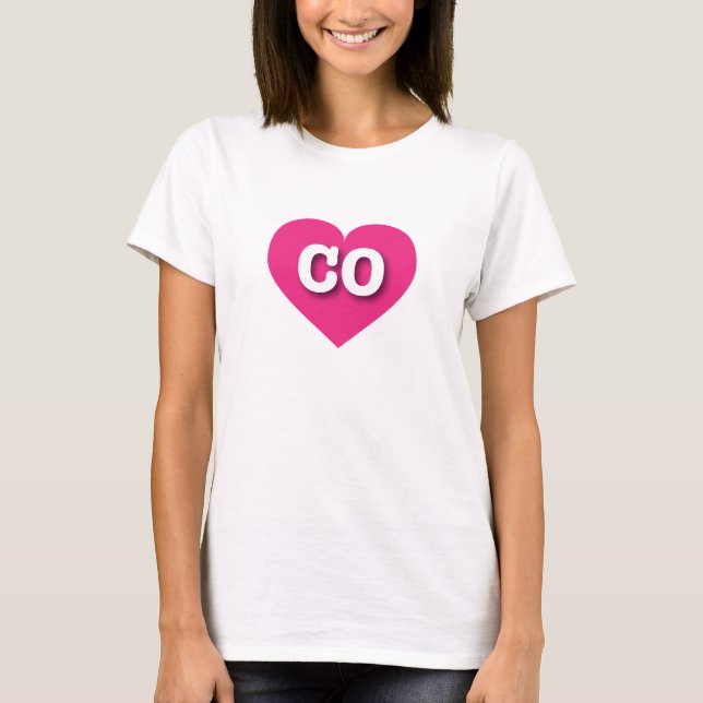 Camiseta Colorado Hot Pink Heart - I Love CO (Anverso)
