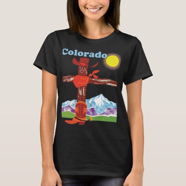 Camiseta Colorado Totem Mountain, Viaje Retro Rústico (Anverso)