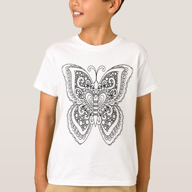 Camiseta Colorante adulto estilo libro estilo mariposa auto (Anverso)