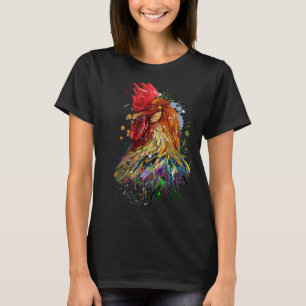 Camiseta Colorante de color de agua de la mano de pollo con