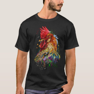 Camiseta Colorante de color de agua de la mano de pollo con