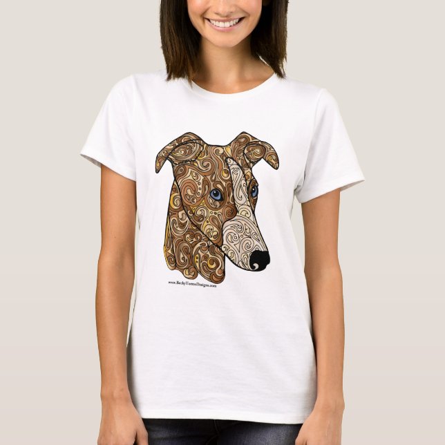 Camiseta coloreada del perro del Doodle de Whippet (Anverso)