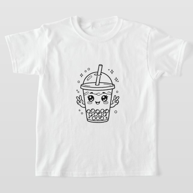 Camiseta Colorear té de boba kawaii (Distribución)