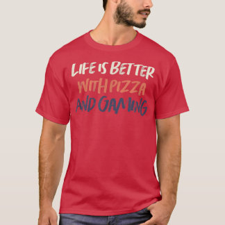 Camiseta Colored Retro Funny Life Is Better With Pizza And