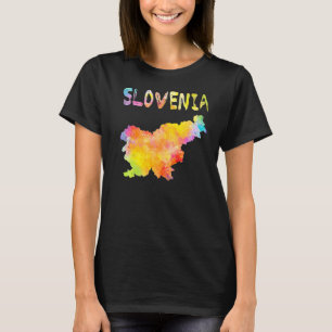 Camiseta Colores de agua multicolor Eslovenia Mapa arte dig