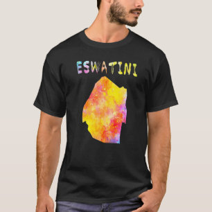 Camiseta Colores de agua multicolor Eswatini Mapa de arte d