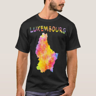 Camiseta Colores de agua multicolor Luxemburgo Mapa digital