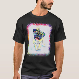 Camiseta Colores de agua Pug Dog Boy Chica Tie Dye Bleach E