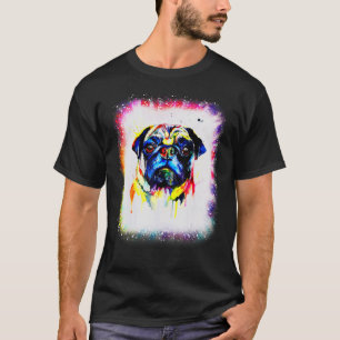 Camiseta Colores de agua Pug Dog Boy Chica Tie Dye Bleach E