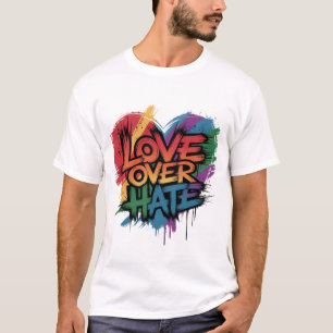 Camiseta Colores de arcoíris Corazón Amor sobre Odio