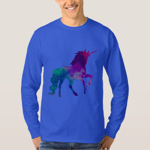 Camiseta Colores de cielo galaxy unicornio de azul y púrpur