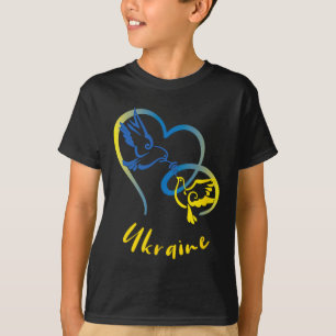Camiseta Colores de la bandera de Ucrania Palomas y corazon