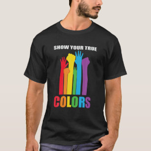 Camiseta Colores de mano verdaderos arcoiris LGBTQ T LGBT O