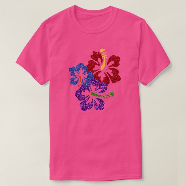 Camiseta Colores de orgullo de Purpurina LGBT Hibiscus (Diseño del anverso)