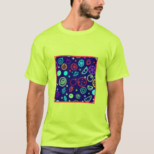 Camiseta Colores de patrón de frutas de neón