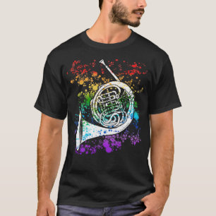 Camiseta Colores del arcoiris del cuerno francés Músico de 