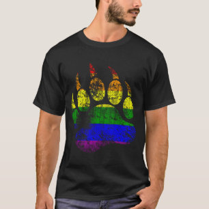 Camiseta Colores Orgullo Gay Oso Pata Desgastada Bandera Ar