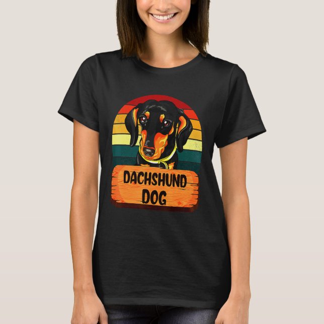 Camiseta Colores retro de perro de Dachshund (Anverso)