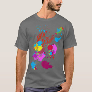 Camiseta Colores Splash Jugando Rock Guitarista Banda Ro