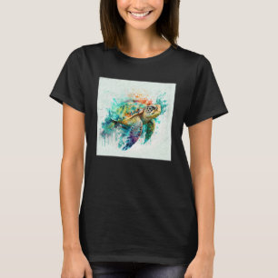 Camiseta Colorf de Ilustracion de la tortuga de mar suave