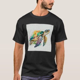 Camiseta Colorf de Ilustracion de la tortuga de mar suave