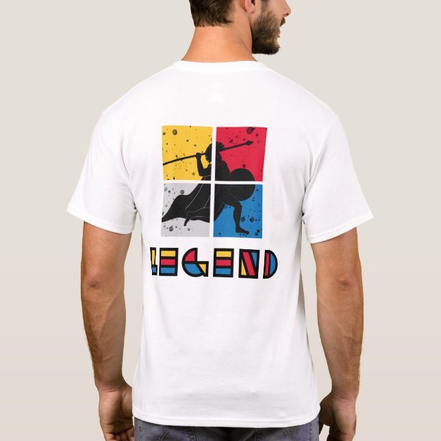 Camiseta Colorfo del Guerrero del Diseño Gráfico de Leyenda (Reverso)