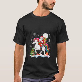 Camiseta Colorfu de árbol de Navidad de Unicorn en Santa Ri