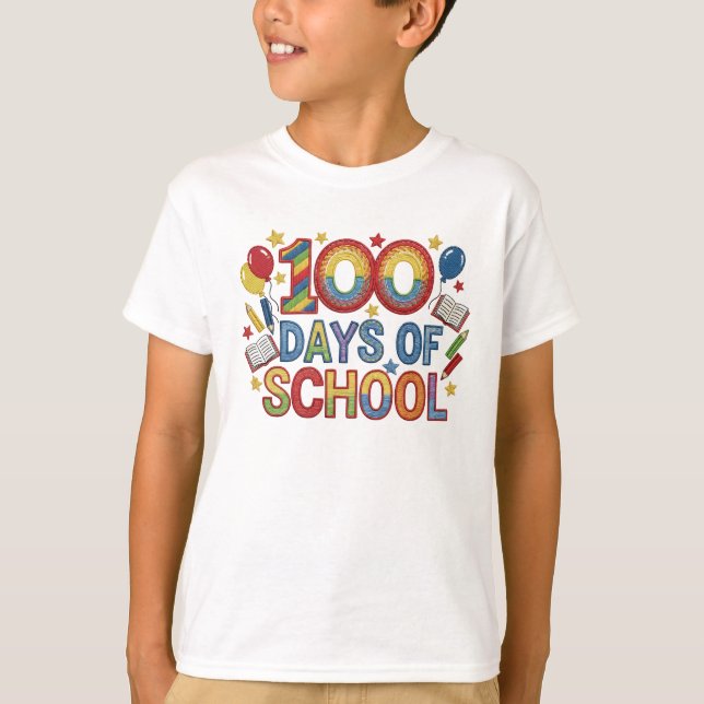 Camiseta Colorful 100 Days of School (Anverso)