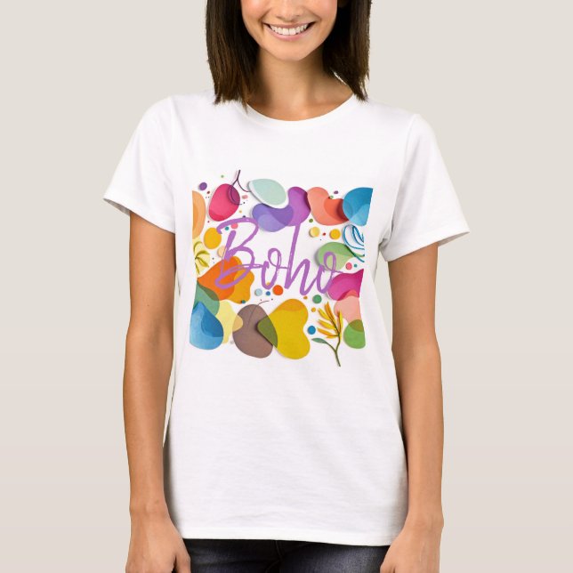 Camiseta Colorful Abstract Botanical Boho Cutout Art (Anverso)