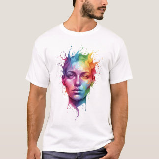 Camiseta Colorful Abstract Face Art design