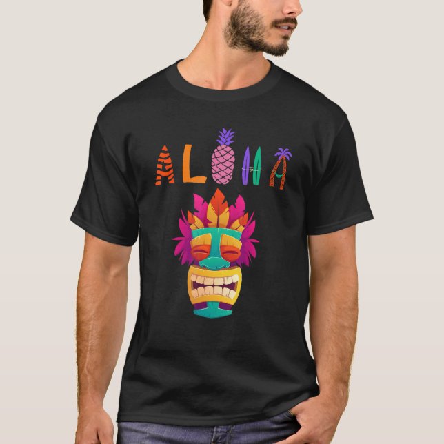 Camiseta Colorful Aloha Tiki For Hawaii (Anverso)