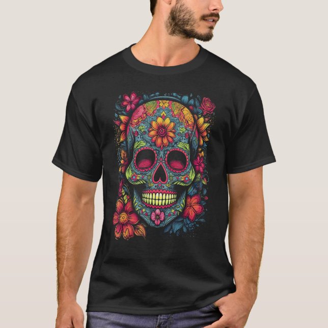 Camiseta Colorful and Beautiful Sugar Skull (Anverso)