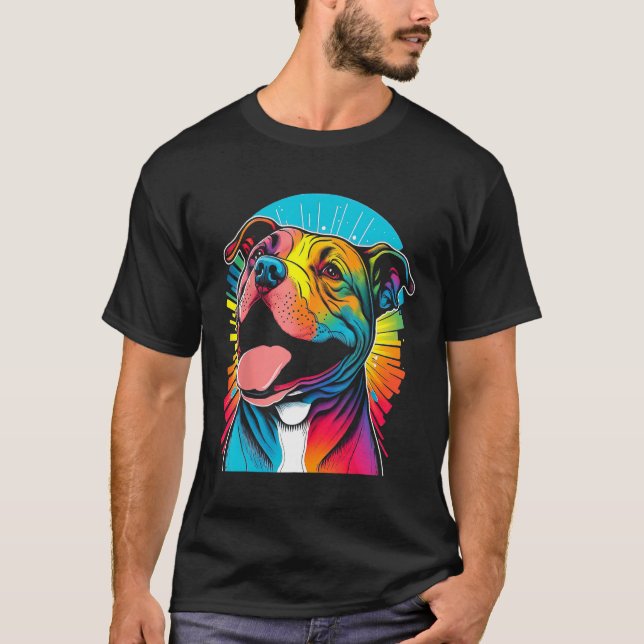 Camiseta Colorful and Joyful American Pit Bull Terrier (Anverso)