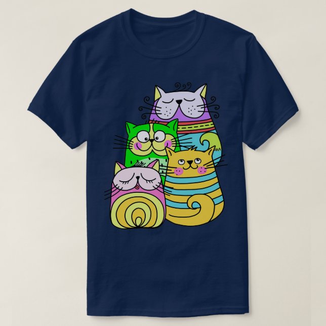 Camiseta Colorful Artsy Collection of Doodle Cats  (Diseño del anverso)