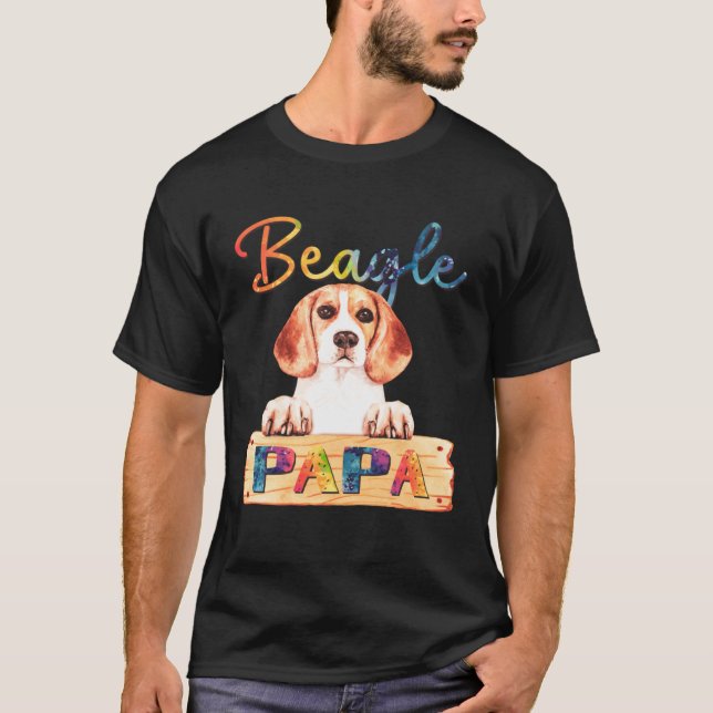Camiseta Colorful Beagle Papa  Dog Dad (Anverso)