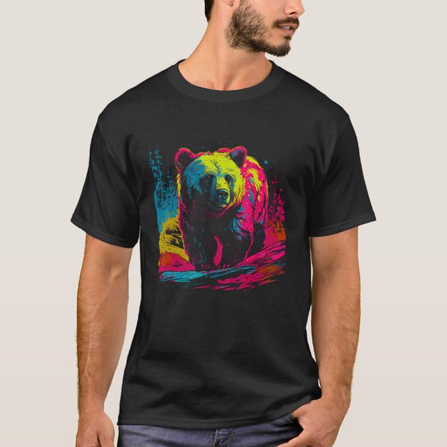 Camiseta Colorful Bear Face Spirit Animal (Anverso)